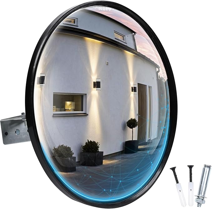 12-Inch Traffic Mirror – 160° Adjustable Wide-Angle Convex Safety Mirror for Driveways, Garages, Warehouses & Parking Lots, Indoor/Outdoor Blind Spot Coverage