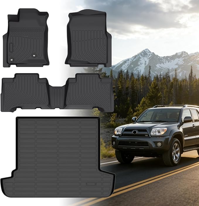 Floor Mats for Toyota 4Runner 2003-2009, NOT for with 3rd Row Seats, NOT for Sport, 4th gen 4runner Floor Mats for 4Runner SR5 | Limited, ONLY for 5 Seats, TPE Front & Rear Row & Cargo Liner