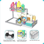 REALINN Under Sink Organizer, Pull Out Cabinet Organizer 2 Tier Slide Out Sink Shelf Cabinet Storage Shelves, Storage for Kit