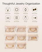 VLANDO Jewelry Box with 8 Velvet Jewelry Bags Travel Jewelry Case for Mothers Day Mom Gifts, Jewelry Organizer Necklace Rings