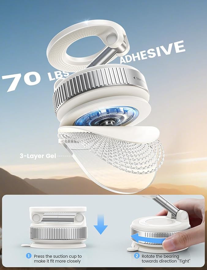 Lamicall Car Phone Mount - [70 LBS Strongest Suction] for Magsafe Car Mount, 360° Adjustable Suction Cup Phone Mount Dashboard Windshield Vacuum Magnetic Phone Holder for Car White