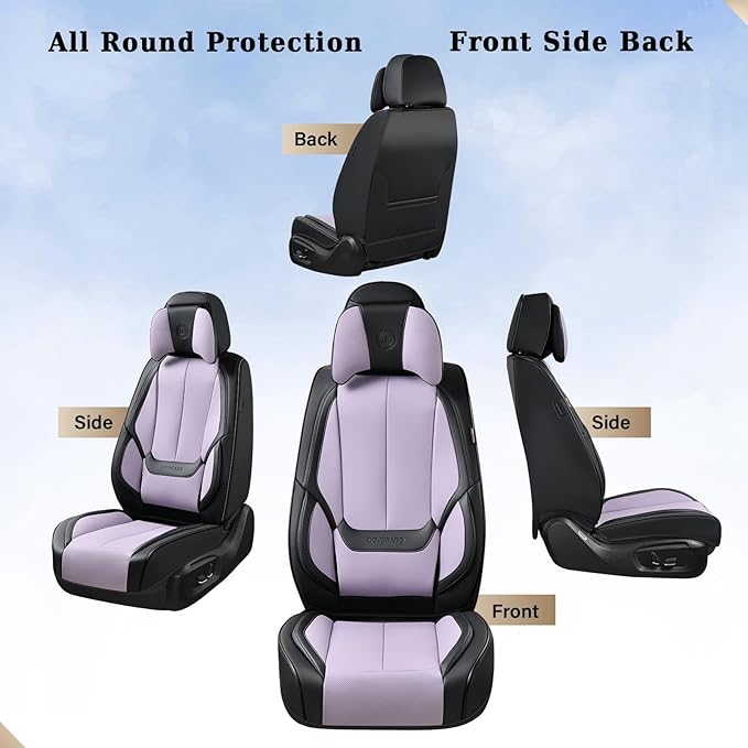 Coverado Universal Seat Covers Front, 2-Pack Universal Seat Covers for Cars, Waterproof Nappa Leather Car Seat Covers with He