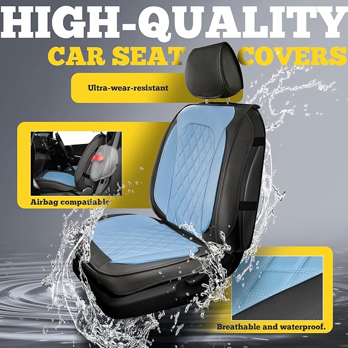 LINGVIDO Car Seat Covers Full Set (5 Seats) - Premium Perforated Nappa Leather, Waterproof Shield, Omni-Adapt Fit SUVs Sedans