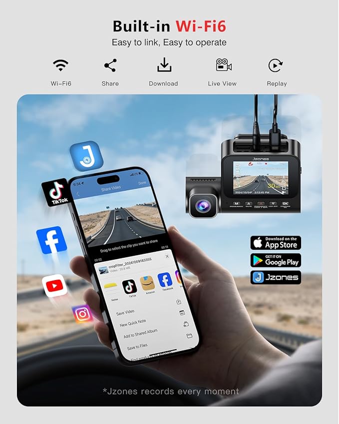 4K 3 Channel Dash Cam Front and Rear, Dash Camera for Cars, STARVIS 2 Sensor Dash Camera with HDR Night Vision, 24H Parking M