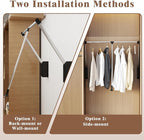 Pull Down Closet Rod, 32.68"-45.27" Width Adujstable Clothing Organization Rail with Dual Hydraulic Buffer, Back-mounted Ward