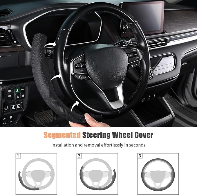 Aimato Customized Steering Wheel Cover for Honda Accord 2018-2022/Insight 2019-2022, Thin,Anti-Slip,Scratch-Resistant Exclusive Car Accessory for Honda, Nappa Black