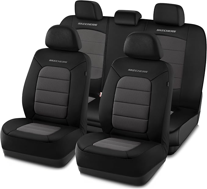 Skechers Memory Foam Car Seat Covers,Thick Cool Touch Fabric Seat Covers,Seat Cover Full Sets Airbag Compatible,Automotive Co