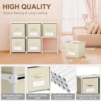 Geelin 6 Cube Storage Organizer with Fabric Bins and Labels 11 Inch, Fabric Collapsible Cubby Clothes Storage Drawer Dresser 