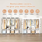 Portable Closet for Hanging Clothes, 67 Inch Wide Portable Wardrobe Closet with Cover, 4 Hanging Rod, Storage Shelves and Sid