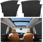 4 Pcs Car Side Window Sun Shades - Magnetic Track Blinds Curtains, Summer Sunshade Accessories, Protecting Infant Sleep Privacy (Black)