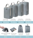 WOOMADA Compression Packing Cubes for Suitcases Travel Essentials 8 Set Expandable Travel Bags Organizer for Luggage(concrete