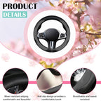 SuperKaKa Gray and Black Car Steering Wheel Cover 2025, Universal Auto PU Cute Breathable Slip-Proof Comfort Imitation Leathe