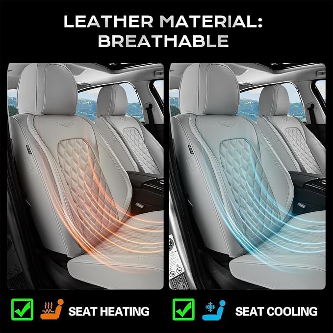 Coverado Front Seat Covers, Waterproof Nappa Leather Dust-Proof Protectors, Universal Fit for Most Vehicles, Anti-Scratch Sea