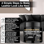Black Leather Recoloring Balm, Leather Repair Kit for Furniture, Leather Scratch Remover, Leather Color Restorer for Couch, C