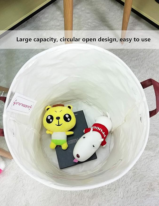 QUEENLALA Large Storage Basket,Laundry Hamper/Bathroom/Home Decor/Collapsible Round Storage Bin,Boys and Girls Hamper/Boxes/C