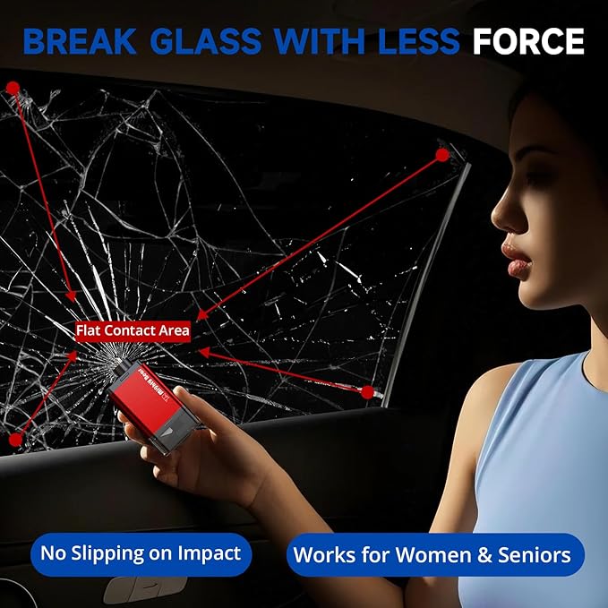 MightY Bear Window Breaker Seatbelt Cutter, 2-in-1 Car Emergency Tool, Underwater Glass Breaker for Traffic Accidents and Fam