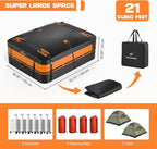 Maelstrom Rooftop Cargo Carrier,Car Roof Bag,21 Cubic Feet Waterproof Roof Rack Cargo Carrier,Tear Resistant Vehicle Cargo Carrier,Black with Orange
