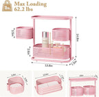 KINGRACK 3 Tier Pink Bathroom Counter Organizer, Rotating Makeup Organizer for Vanity, Perfume & Skincare Standing Shelf, Van