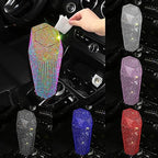 Rhinestone Car Trash Can with Lid, Sparkly Garbage Can, Diamond Design Small Automatic Portable Trash Can for Automotive, Home, Office, Kitchen, Bedroom.