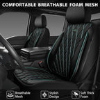 CAR PASS Thick Foam 3D Air Mesh Leather Car Seat Covers Front Seats Only, Breathable Premuim Leather Two Front Seat Cover, Ai