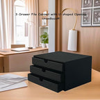 UnionBasic Document Organizer, 3-Drawer File Cabinet Document Storage Box, Office Desktop Filing Organizer, Black