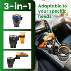 Car Cup Holder Tray, Extra Large Car Cup Holder Expander with 360° Rotation Fit Most Big Cup Detachable 3 in 1 Car Trays for 