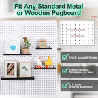 Lineshading 4 Pcs Pegboard Shelves, 7X 3'', 10 x 4'', 12 x 5 Inch, 14 x 6 Inch Metal Shelf Brackets Pegboard Tray Accessories