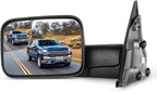 SCITOO Tow Mirror Compatible with for 2002-2008 For Dodge For Ram 1500 2003-2009 For Dodge For Ram 2500/3500 Pickup Truck Power Adjusted Heated No Turn Signal Light Black Towing Mirror LH