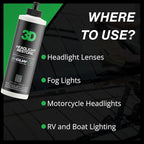 3D GLW Series Headlight Restore – 2-Step Kit Removes Oxidation, Scratches & Yellowing | UV Protection for Clear Headlights & 