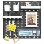 Pegboard Combination Kit, 4 Peg Boards Black Pegboard for Walls, Office Wall Organizer, Gaming Room Wall, Nursery Storage, 22