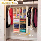 Ofiray-home 5 Tier Hanging Closet Organizer, 14 Compartments Sweater Organizer for Closet with 3 Sturdy Hooks, Closet Organiz