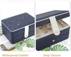 KOOAAICCHI Small Jewelry Box, Travel Jewelry Organizer, Portable Jewelry boxes for Women Girls Gift, Double Layers PU Leather
