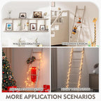 XLHOMO Blanket Ladder for Living Room, 5-Tier Wooden Ladder Shelf, Rustic Decorative Blanket Rack for Blankets, Quilts, Farmh