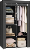 SONGMICS Portable Closet, Fabric Wardrobe, Clothes Rack with Shelves, Pockets, Large Capacity, 1 Hanging Rod, 34.6 x 17.7 x 6