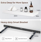 Fun Memories Floating Shelves for Wall 24 Inch Set of 3, Farmhouse Floating Shelves with Invisible Heavy Duty Bracket, 10 Inc