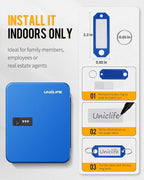 Uniclife 28 Keys Steel Key Cabinet with Resettable Code Blue Wall Mounted Key Organizer with Combination Lock Digital Securit