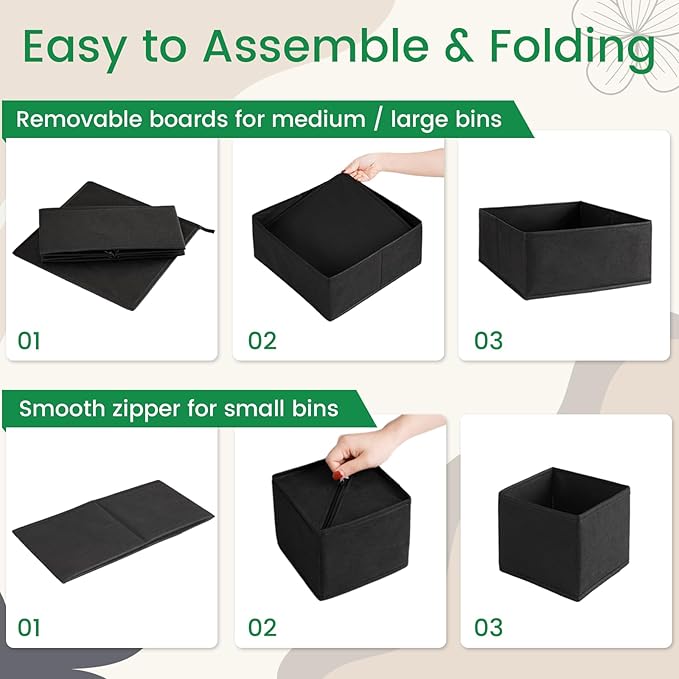 Criusia Drawer Organizer Clothes, 24 Pack Underwear Drawer Organizers, Foldable Closet Organizers and Storage Dresser Drawer 