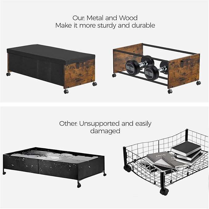 Under Bed Drawers on Wheels, XXXXL Size, UnderBed Storage with Wheels, Wooden Under Bed Storage, Heavy Duty, Patented Design