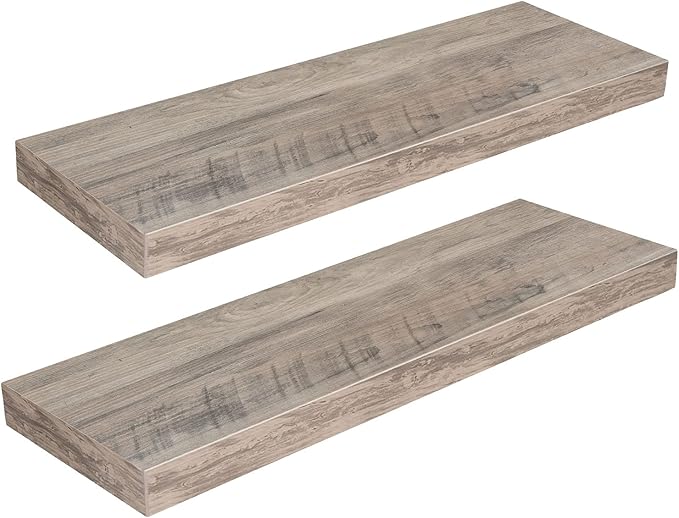 HOOBRO Floating Shelves for Wall and C Shaped End Table, 23.6" Hanging Shelf, 28.3" Small Side Table for Couch, Sofa Table wi