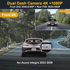 Fitcamx Front 4K+Rear 1080P Dash Cam Adapts for Acura Integra Type S 2023-2026 (Black Cover), OEM Factory Look, Dual HD Video, Built-in WiFi & APP, Loop Recording, G-Sensor, Easy to Set, 64GB Card