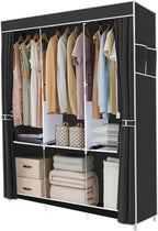 Clothes Organizer 3 Hanging Rod Shelf Portable Closet with Cover Clothes Rack Standing Closet Clothes Storage Wardrobe Garmen