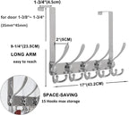 Dseap Over The Door Hook Hanger - Fits 1 3/8" to 1 3/4" Standard Doors | 5 Tri Hooks Heavy Duty Towel/Coat Rack | Door Organi