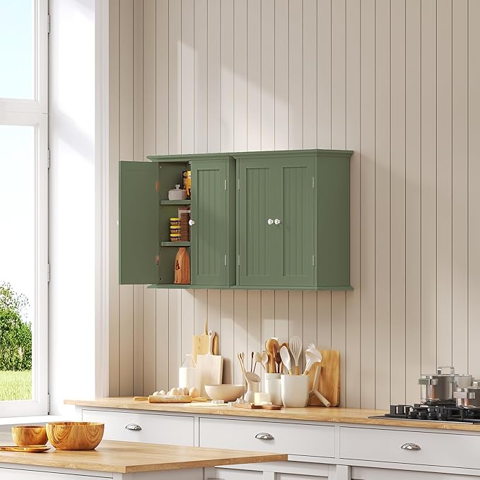 ChooChoo Bathroom Wall Cabinet, Over The Toilet Space Saver Storage Cabinet, Medicine Cabinet with 2 Door and Adjustable Shel