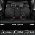 CAR PASS Luxury Faux Leather Rear Bench Car Seat Covers, Waterproof Anti Slip Back Seat Covers, Deluxe Automotive Backseat Co