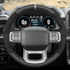 MEWANT Hand Stitch Steering Wheel Cover for Ford F150 Lightning F350 Expedition Made of Real Leather Embossed Athsuede
