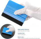 Frienda 12 Pieces Plastic Felt Edge Squeegee Tool Vinyl 4 Inch Felt Squeegee Applicator Tool Scraper Tool with Soft Cloth for Car Vinyl Wrap, Window Tint, Wallpaper, Decal Sticker