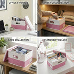 PRANDOM Storage Bins with Lids [3-Pack] Linen Fabric Foldable Storage Boxes Organizer Containers Baskets Cube with Cover for 