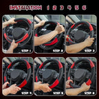 Soft Leather Steering Wheel Cover with Breathable Design and Anti-Slip Grip, Specially Designed for 14.5-15.2 inch Circular S