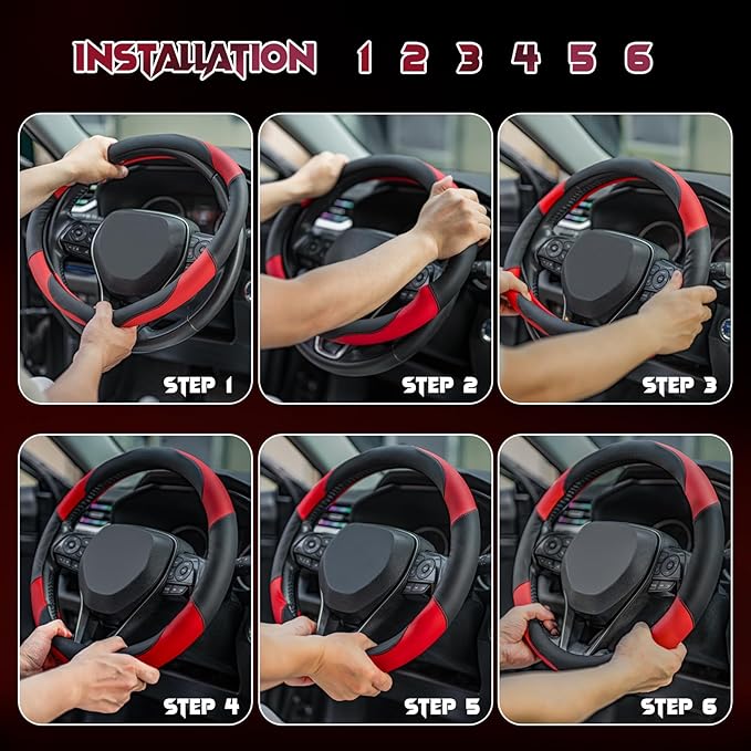 Soft Leather Steering Wheel Cover with Breathable Design and Anti-Slip Grip, Specially Designed for 14.5-15.2 inch Circular S