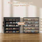 LANTEFUL Shoe Rack with Covers 5 Tier Tall Shoe Rack Organizer Large Capacity Shoe Shelf Storage 20-24 Pairs Space Saving Fre
